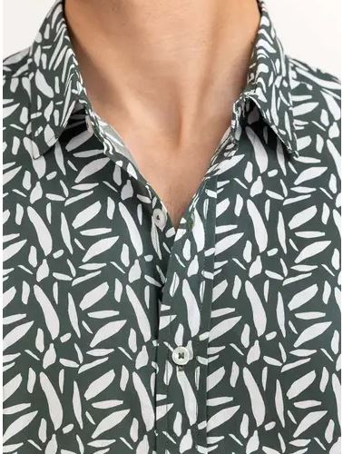 Green Printed Casual Shirt